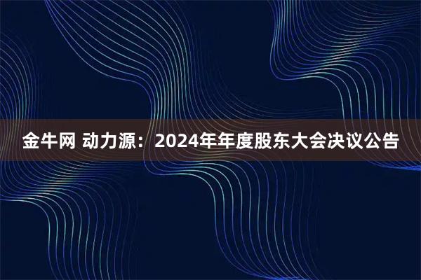 金牛网 动力源：2024年年度股东大会决议公告